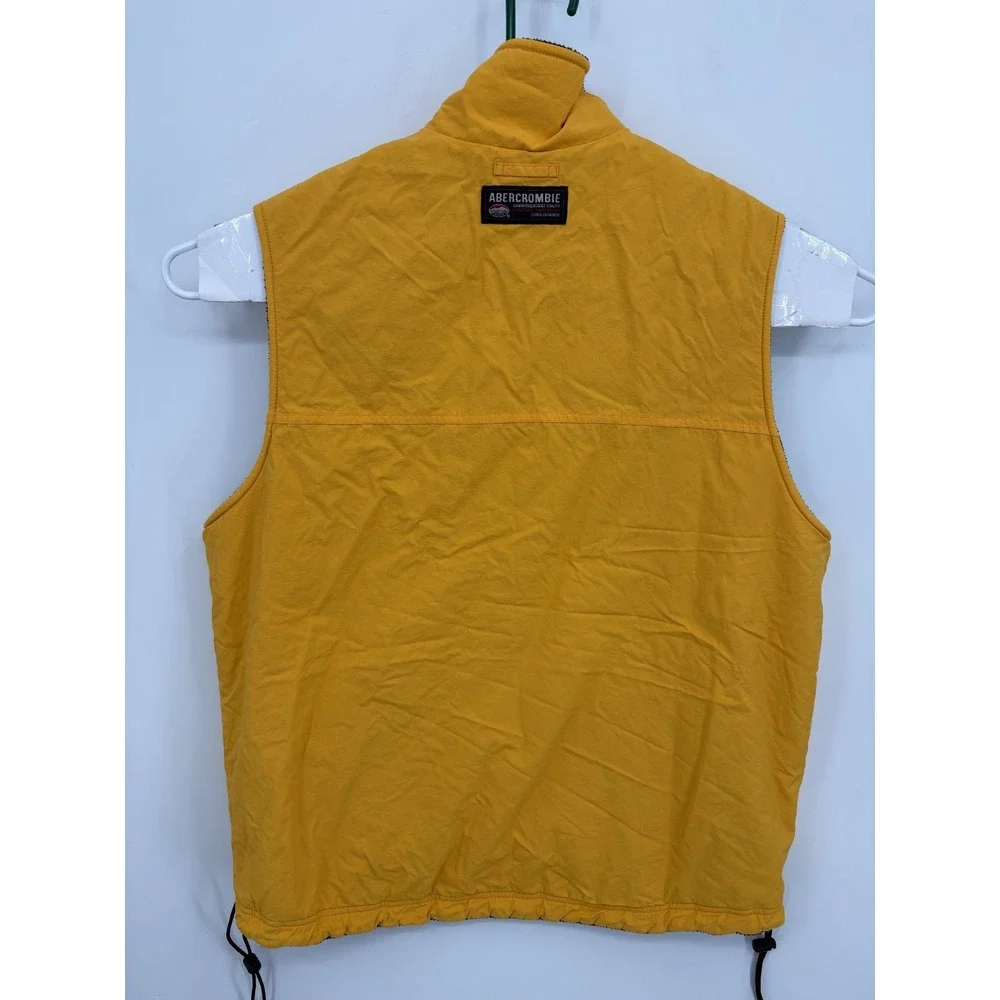 Abercrombie Fitch VTG Vest Men's Large Yellow Black Full Zip Reversible Fleece